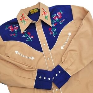 Vintage RARE EUC 70's Bar M Rancher‎ Western Shirt Sm-Med (?) No Size Tag